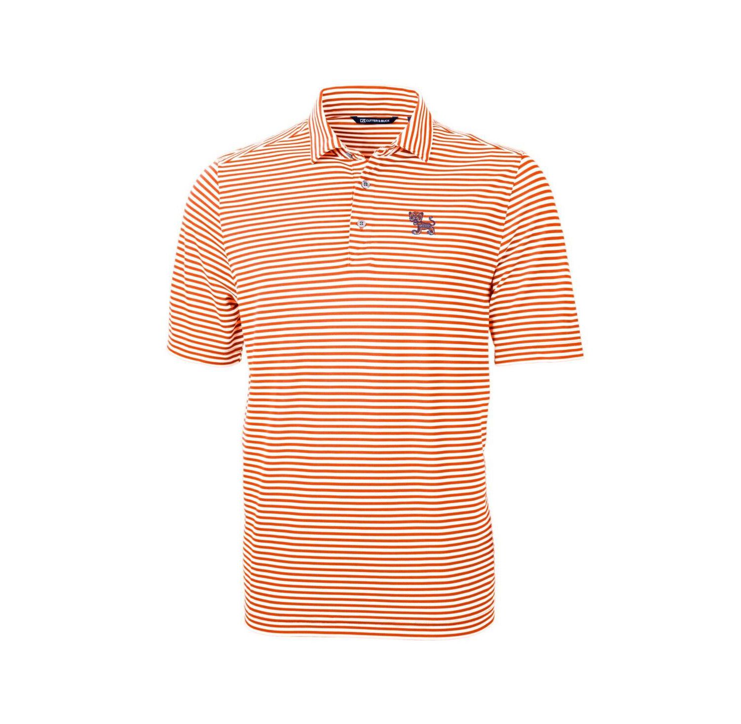 Men's Orange Clemson Tigers Throwback Logo Virtue Eco Pique Stripe Polo Shirt