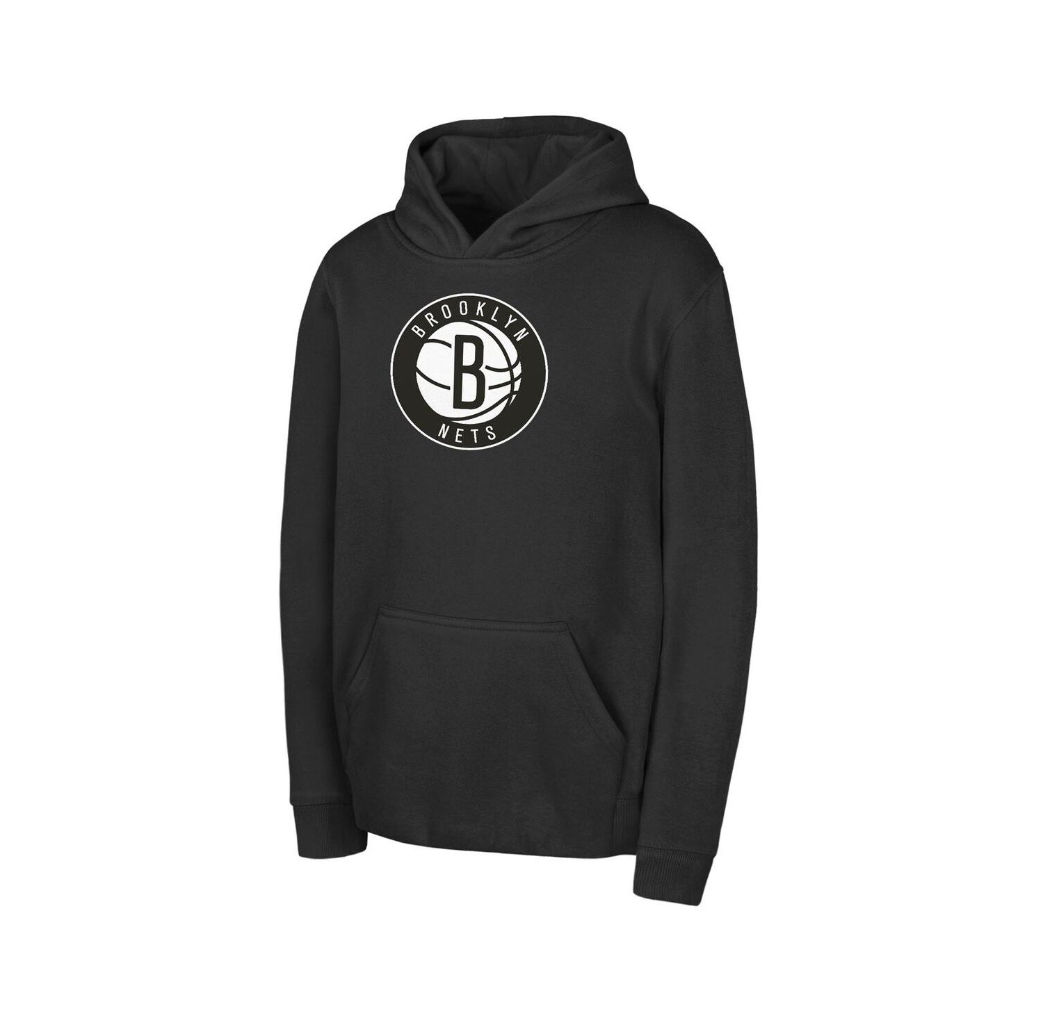 Big Boys and Girls Black Brooklyn Nets Logo Fleece Hoodie
