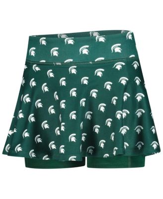 Big Girls Green Michigan State Spartans All-Over Print Tennis Skort