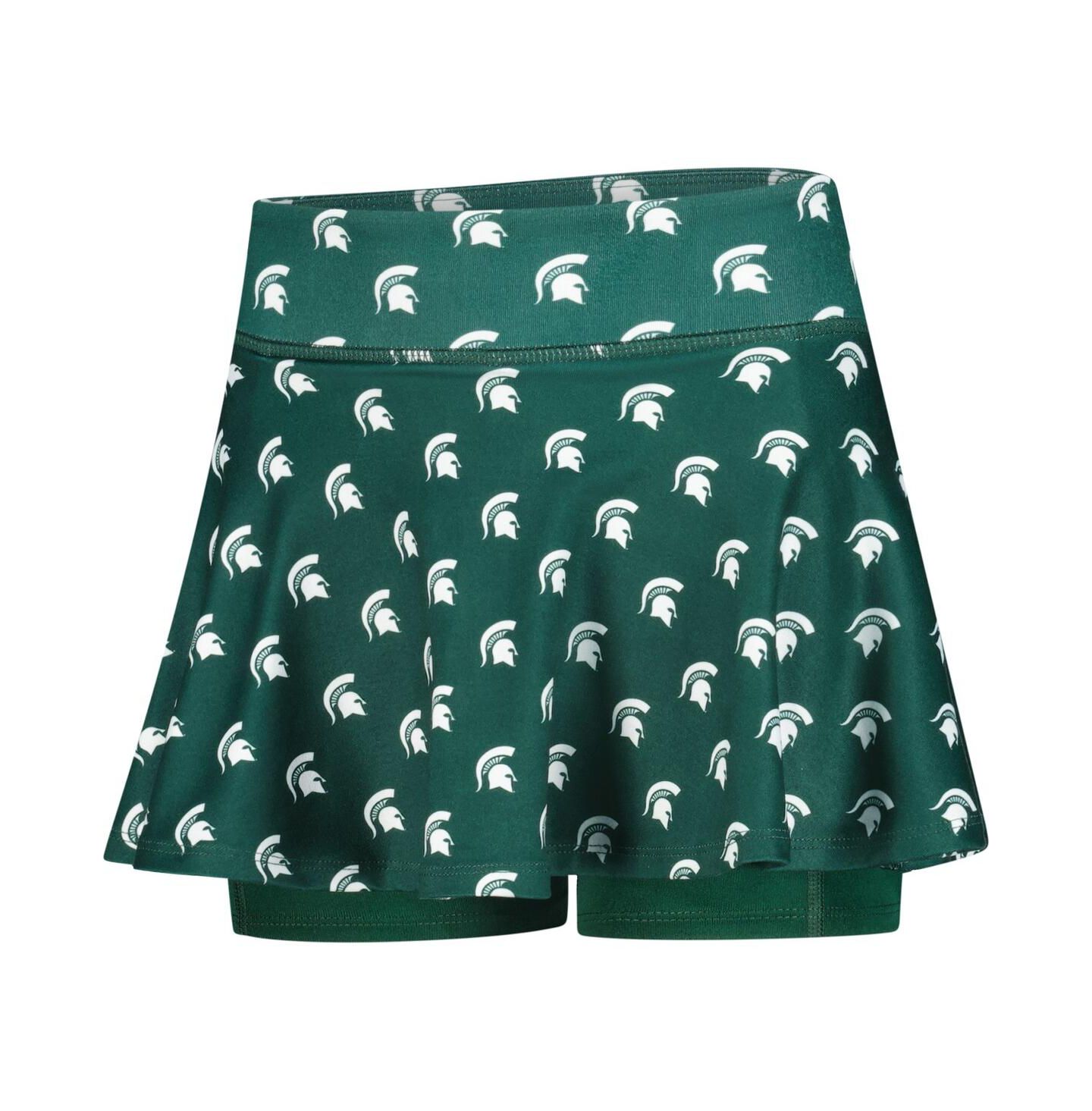 Юбка-шорты ZooZatz Green Michigan State Spartans All-Over Print Tennis Skort для девочек — фото 2
