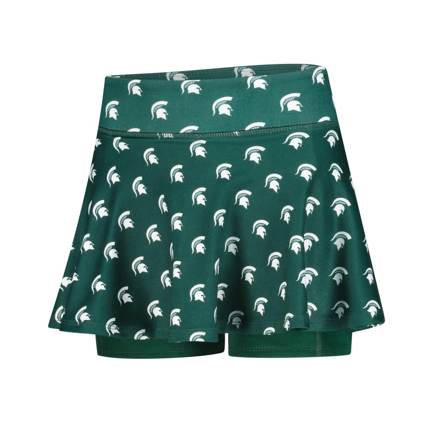 Big Girls Green Michigan State Spartans All-Over Print Tennis Skort