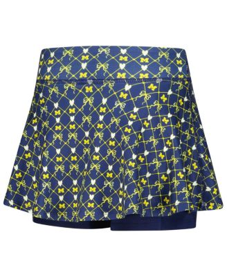 Big Girls Navy Michigan Wolverines All-Over Print Bow Team Logo Skort