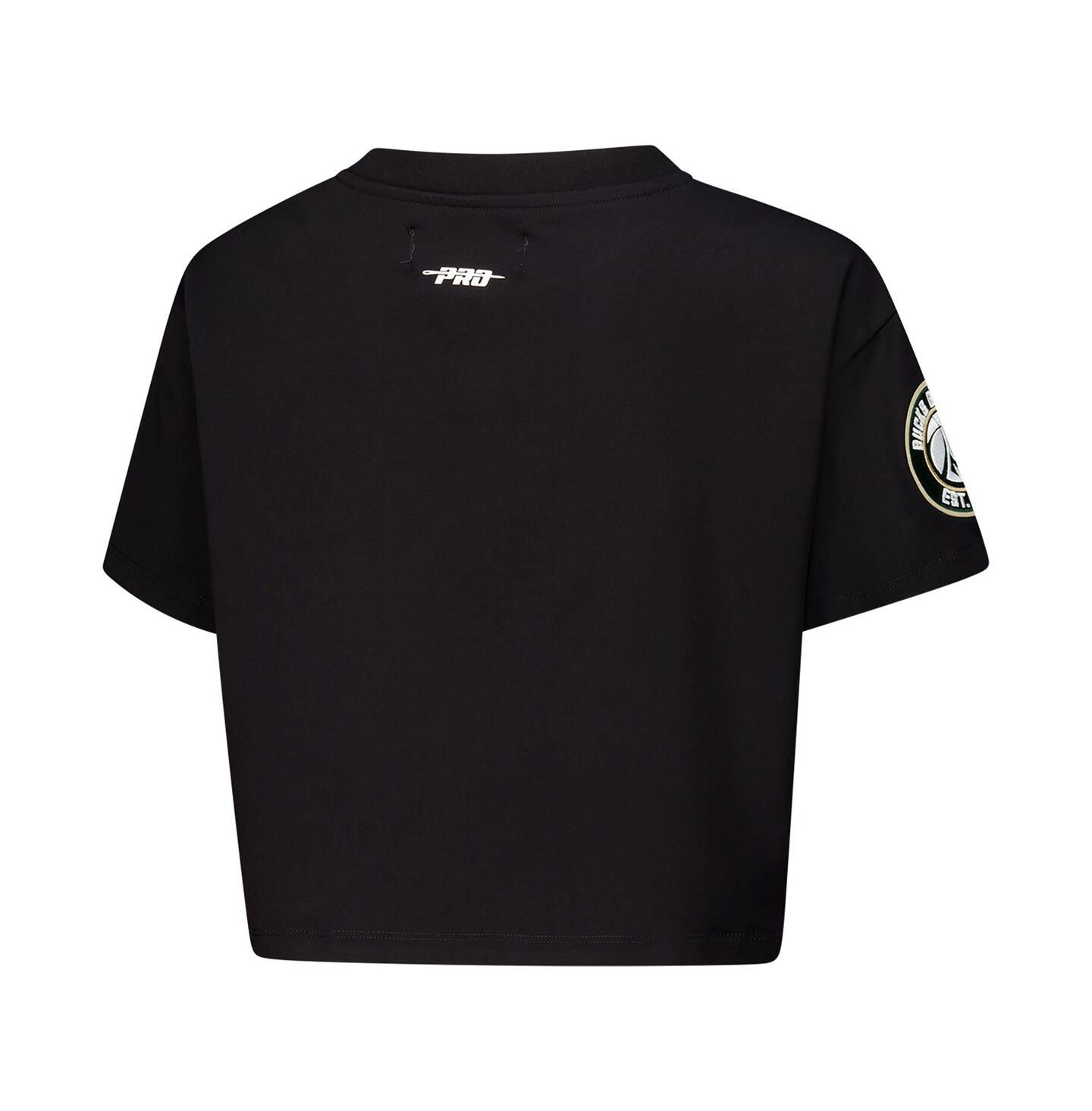 Женская футболка Pro Standard Black Milwaukee Bucks Jewels Boxy Cropped — фото 3