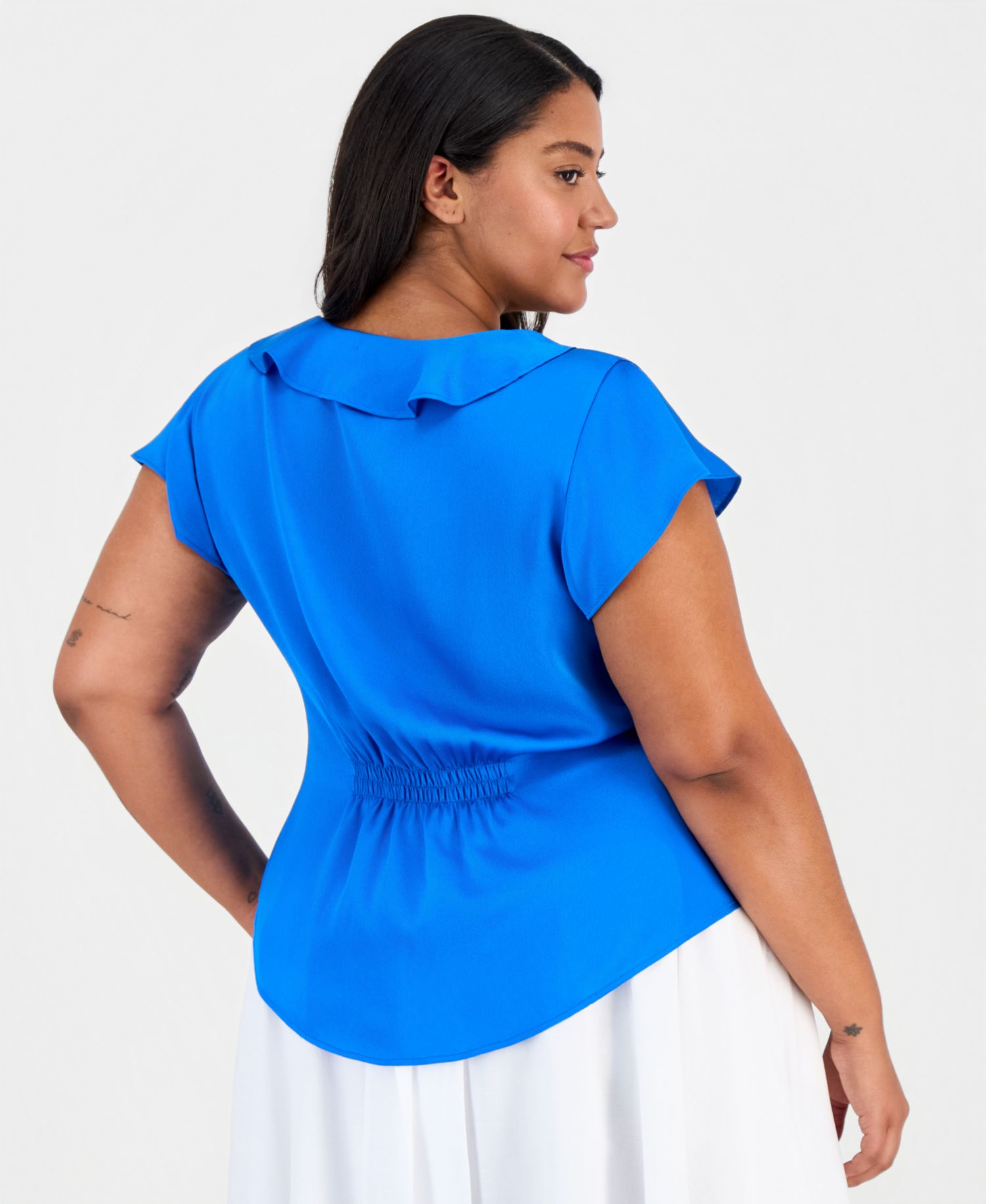 ASL Plus Size Ruffled Flutter-Sleeve Top