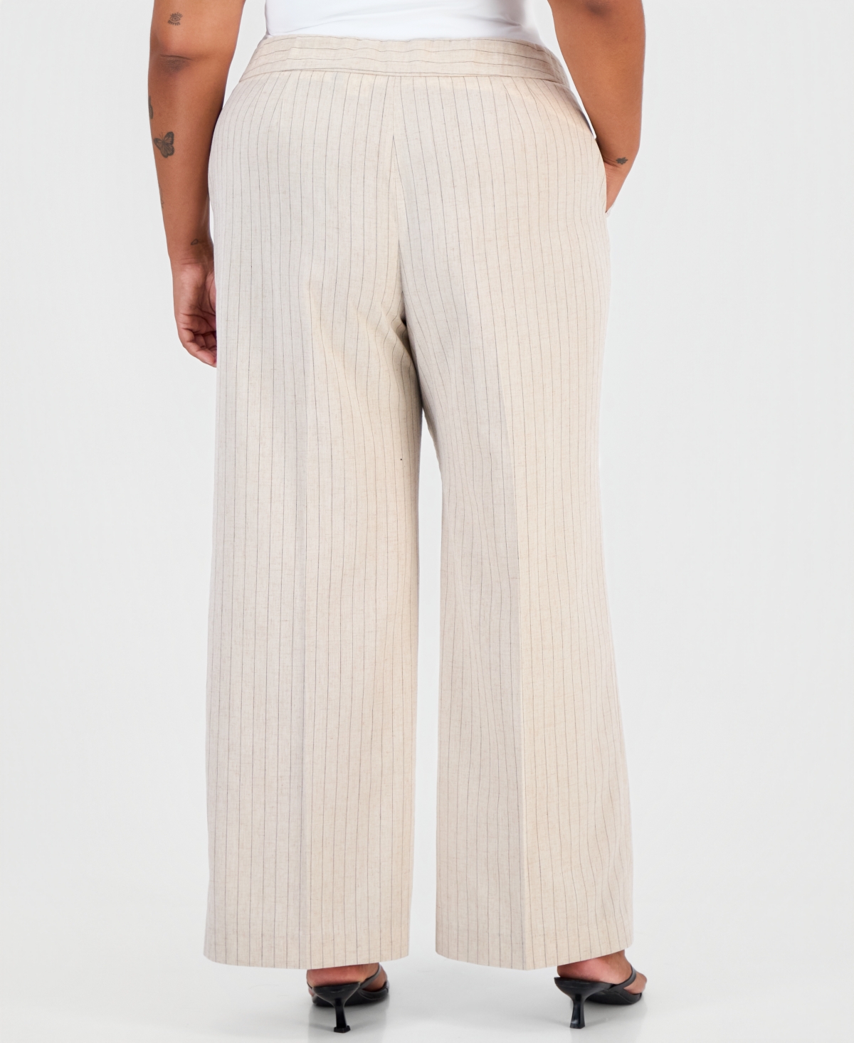 Tahari Asl Plus Pinstripe Wide-Leg Pants