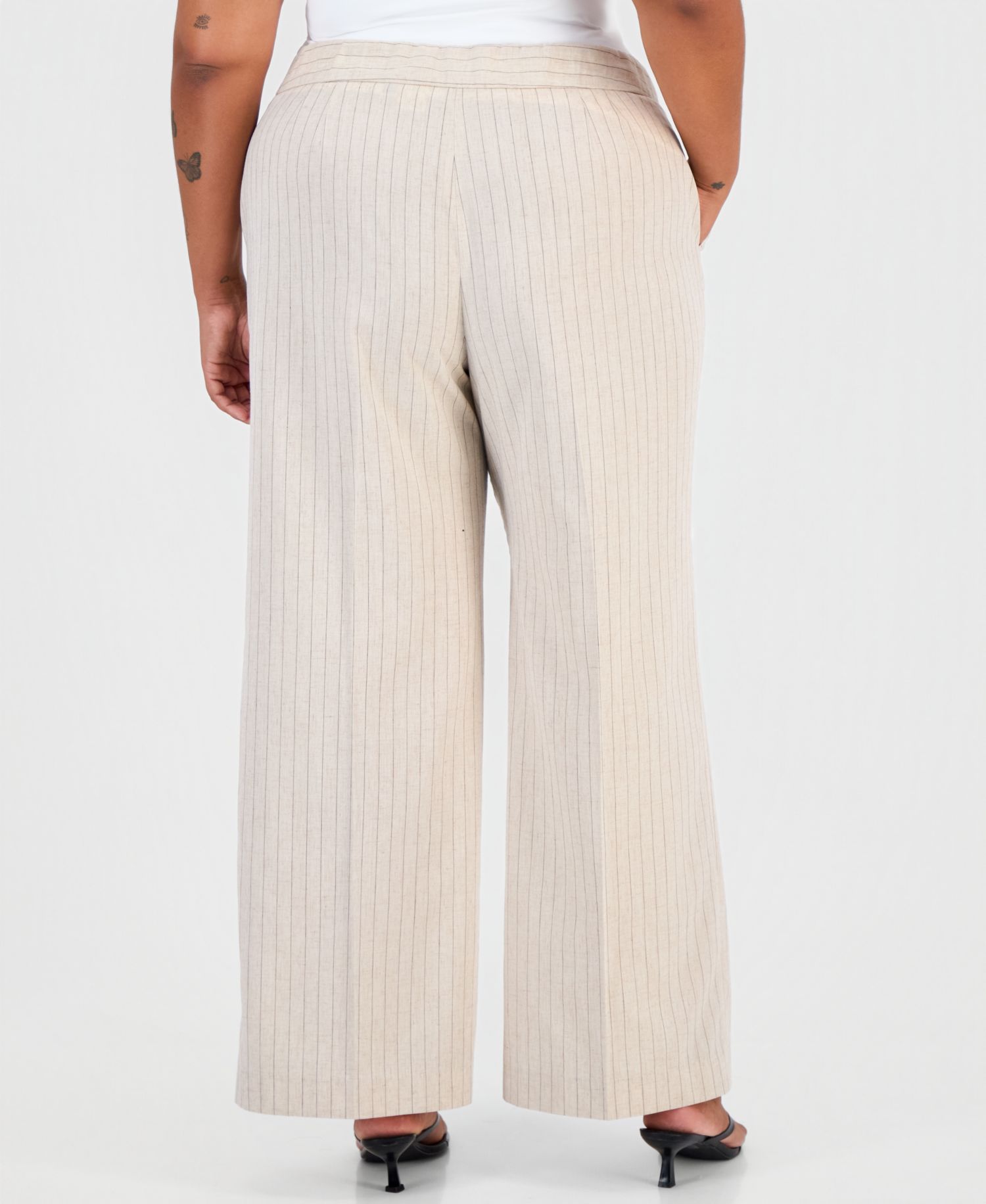 ASL Plus Size Pinstripe Wide-Leg Pants