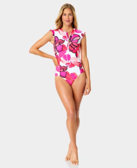 Женские купальники Anne Cole Women's Flutter Zipper-Front One-Piece Swimsuit