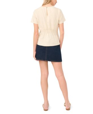 Women's Short-Sleeve Pleated-Waist Blouse
