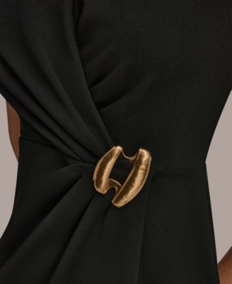 Women's Sheath Knee Length Dress with Novelty Hardware Trim