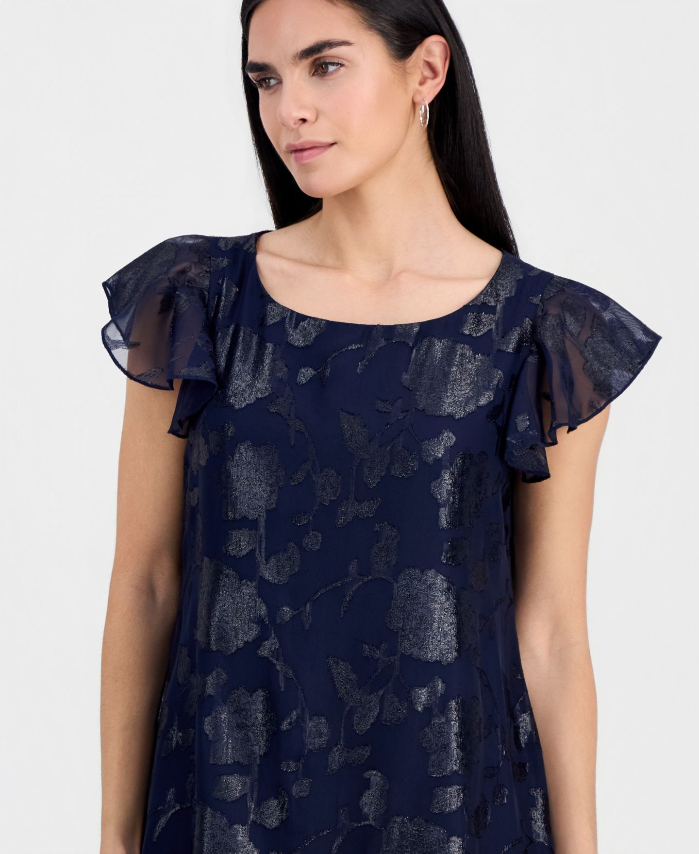 Женское платье Connected Petite Ruffled-Hem Flutter-Sleeve, цвет: Mid — фото 3