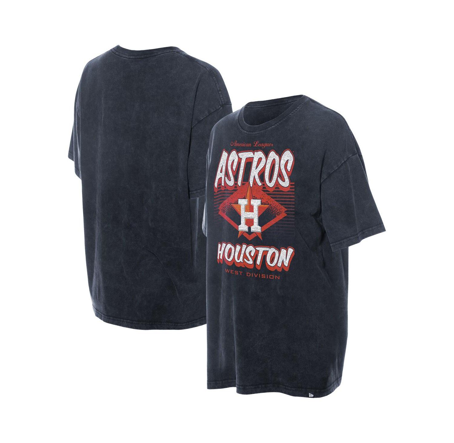 Women's Navy Houston Astros Mineral Wash Oversized T-Shirt
