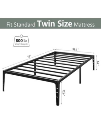 Metal Bed Frame Twin Size, Twin Bed Frame with Storage, Heavy Duty Metal Mattress Foundation, No Box Spring Needed, Noise Free,Twin Size