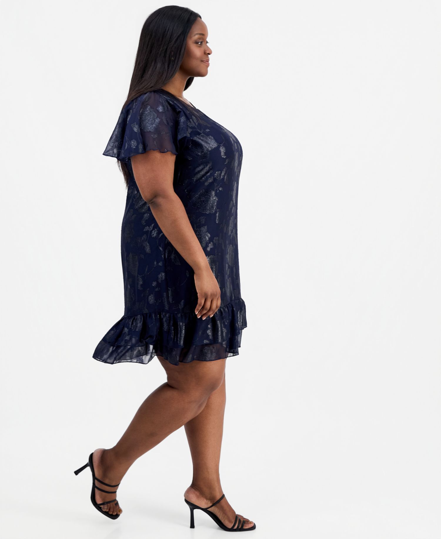 Plus Size Round-Neck Ruffle-Hem Dress