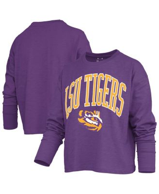 Women's Purple LSU Tigers Motley Boxy Waist-Length Long Sleeve T-Shirt