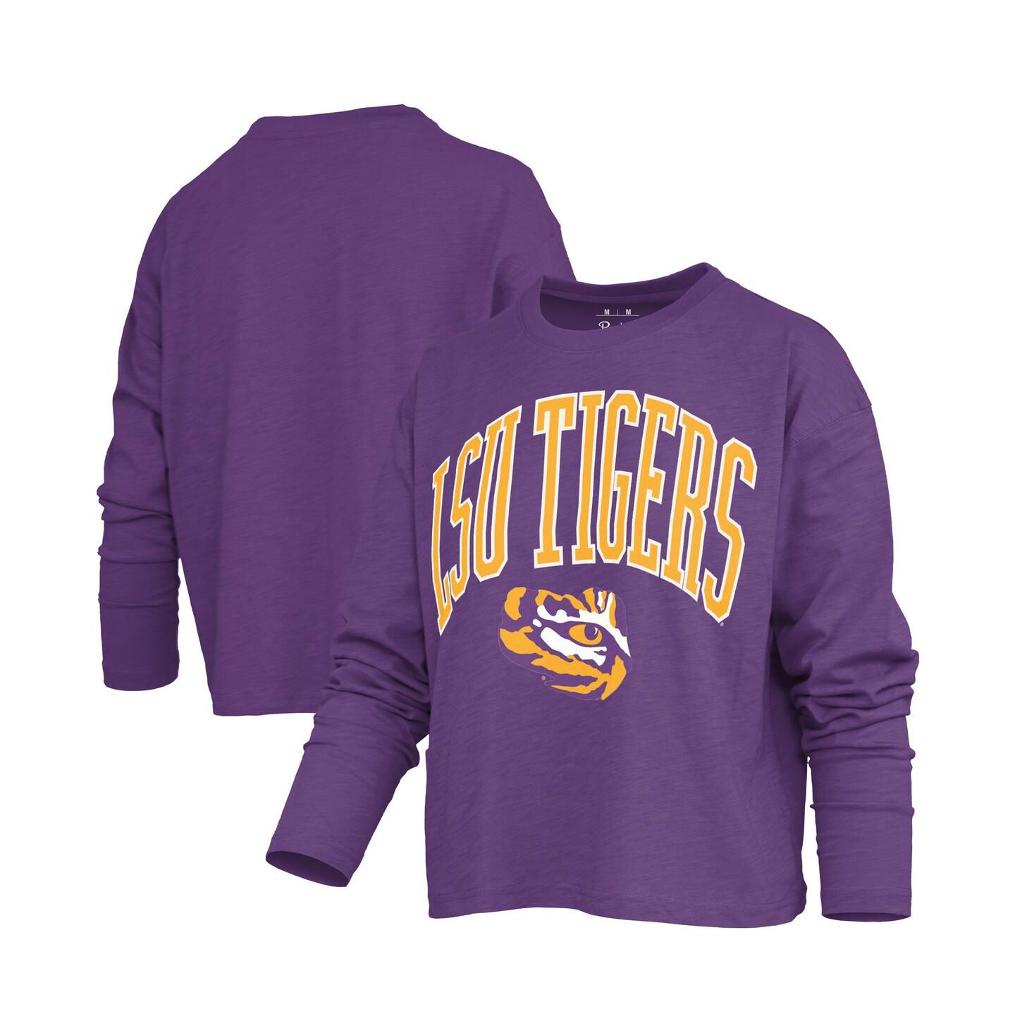 Женская футболка Pressbox Purple LSU Tigers Motley Boxy Waist-Length Long Sleeve — фото 1