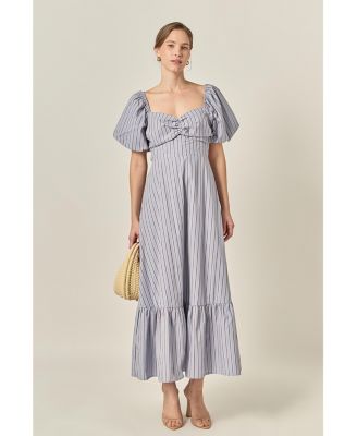 Women's Striped Tie Bck Maxi Dress