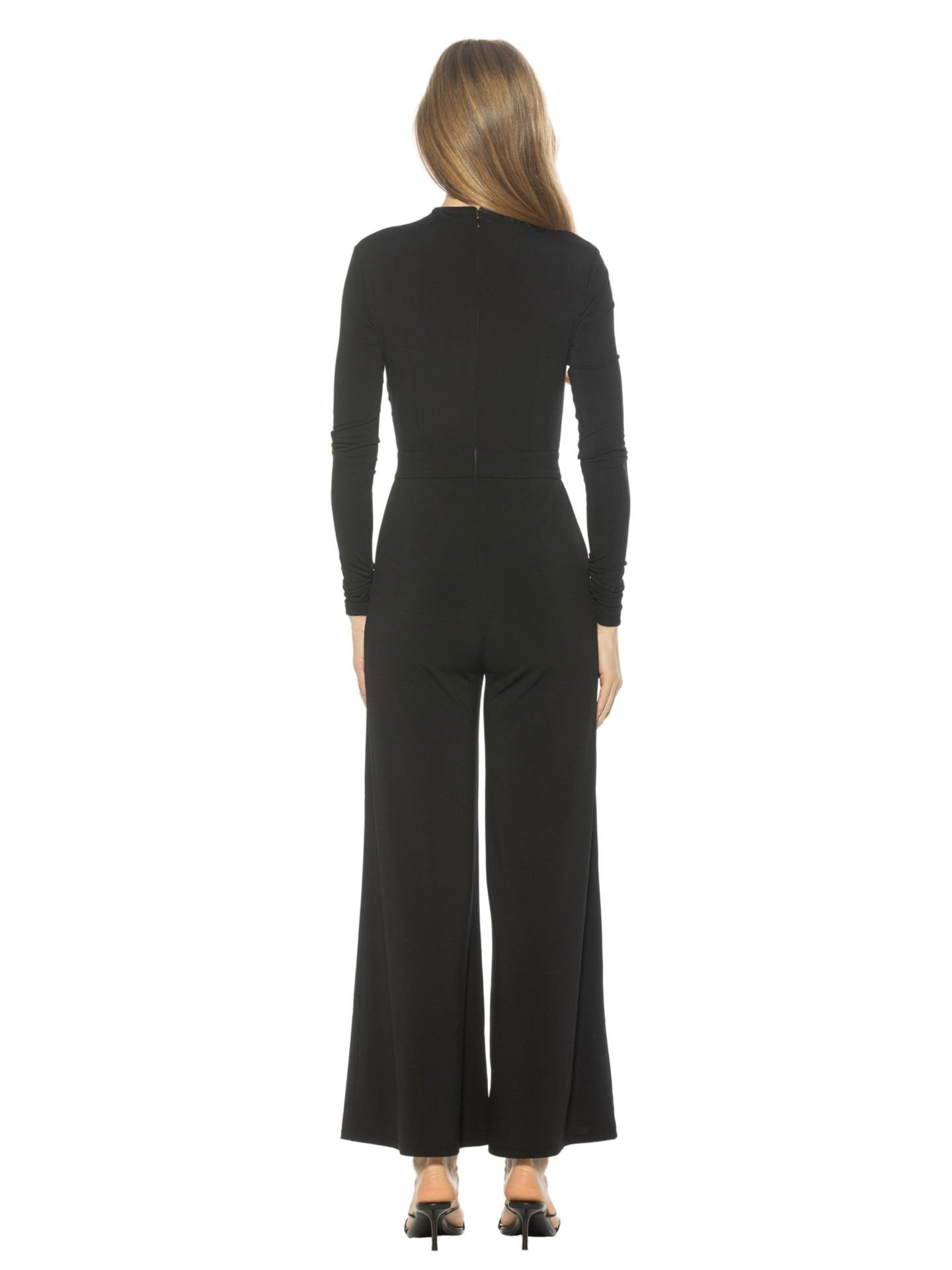 Женский комбинезон Alexia Admor Yael Long Sleeve Ruched Top Jumpsuit, цвет: Чёрный — фото 3