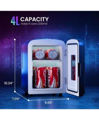 4L Portable Mini Fridge with Vibrant LED Gaming Lights