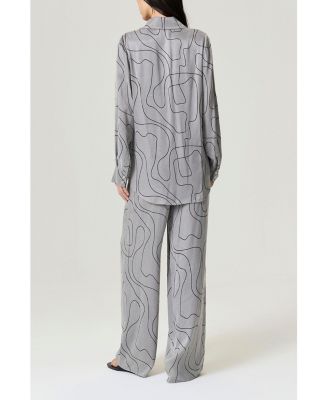 Women's Flowy Wide-Leg Tailored Pants