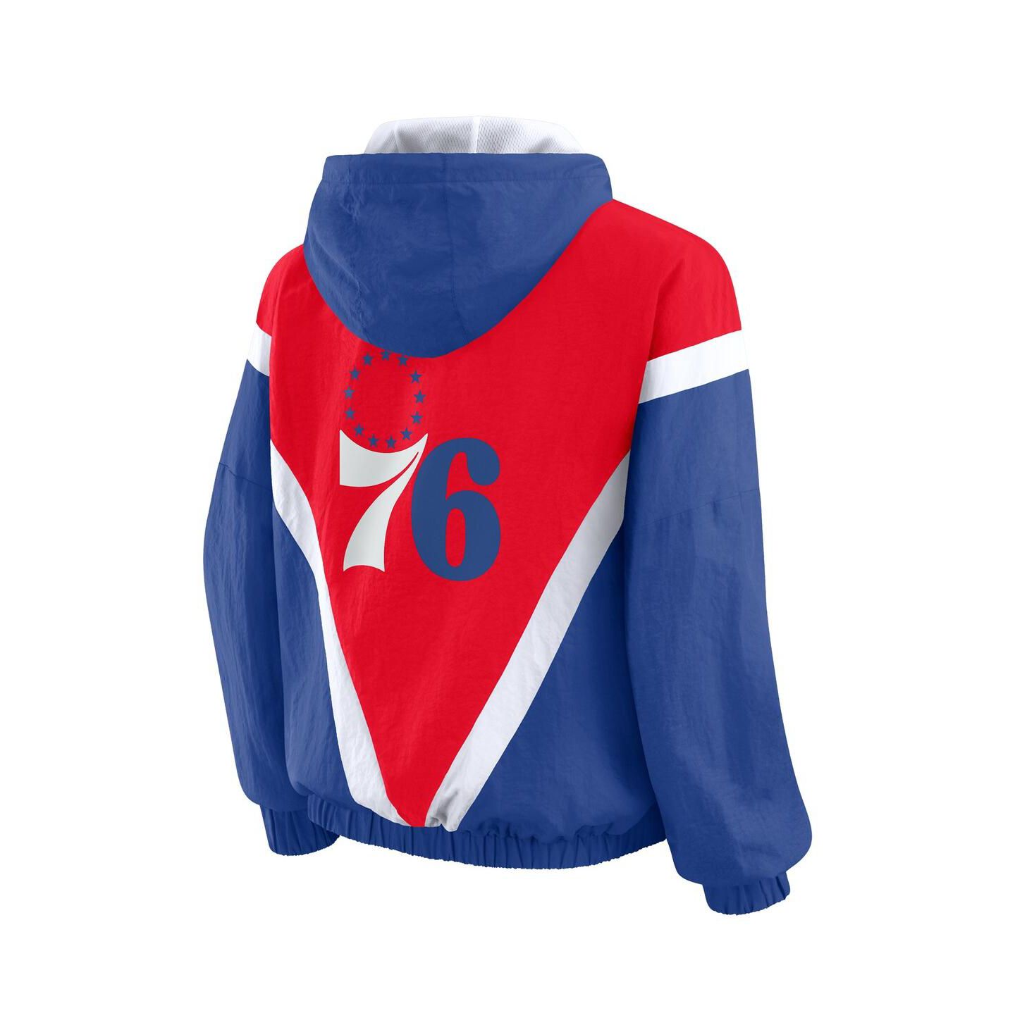 Женские худи WEAR by Erin Andrews Red/Royal Philadelphia 76ers Color Block Full-Zip Windbreaker Jacket — фото 3