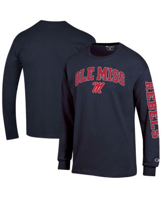 Men's Navy Ole Miss Rebels Arch Over Logo 2-Hit Long Sleeve T-Shirt