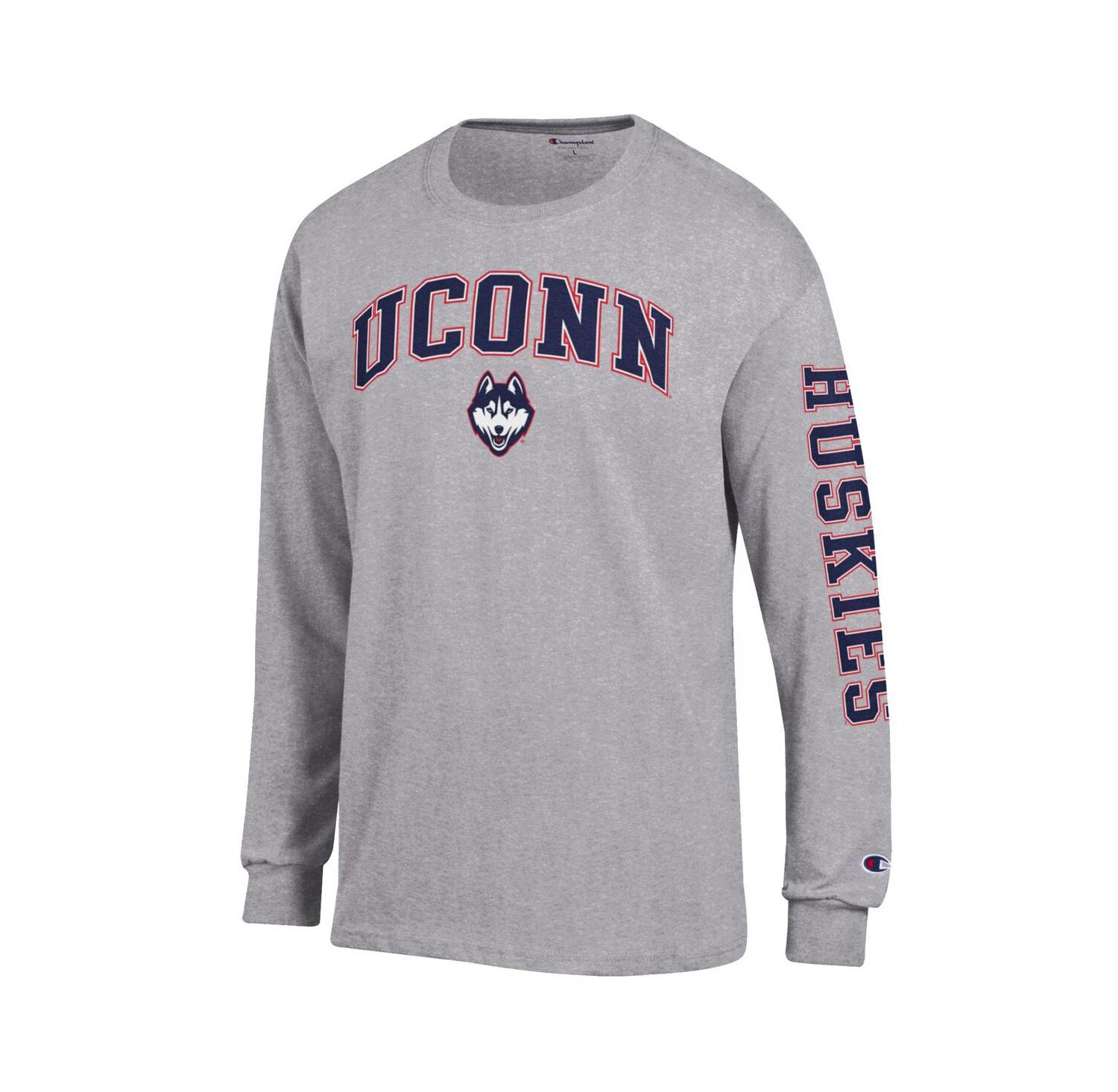 Men's Navy UConn Huskies Arch Over Logo 2-Hit Long Sleeve T-Shirt
