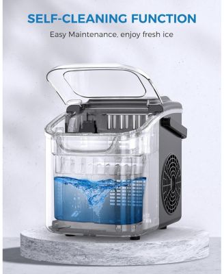 Portable Countertop Ice Maker, Fast Production with 2 Ice Sizes & Self-Cleaning