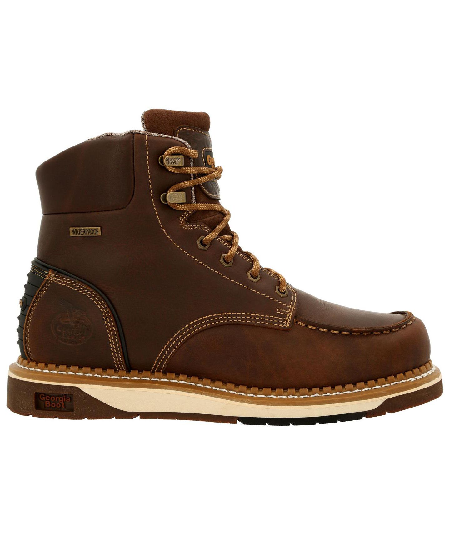 Мужские ботинки GEORGIA BOOT Amp LT Wedge Waterproof Moc-Toe Work Boot, цвет: Коричневый — фото 2