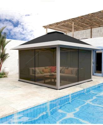 13x13 FT Gazebo Tent Outdoor Pop Up Canopy Tent with Netting, Adjustable Height Instant Gazebos