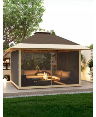 13x13 FT Gazebo Tent Outdoor Pop Up Canopy Tent with Netting, Adjustable Height Instant Gazebos