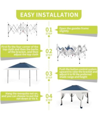 13x13 FT Gazebo Tent Outdoor Pop Up Canopy Tent with Netting, Adjustable Height Instant Gazebos