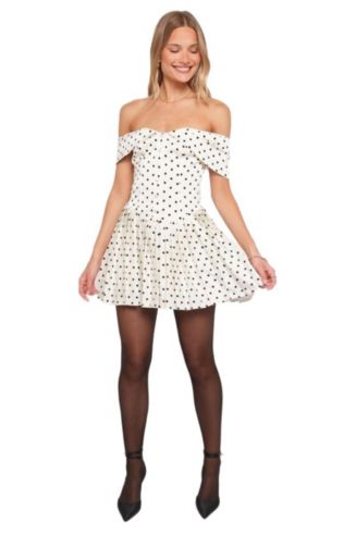 off shoulder polka dot mini dress ASOS Design - Double Layer Off-Shoulder Mini Dress - Women - Polyester - 2 US