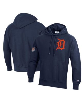Men's Navy Detroit Tigers Reverse Weave Chenille Hoodie