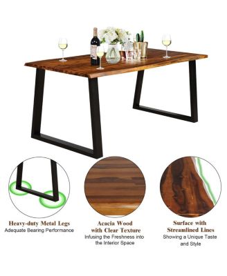 Rectangular Acacia Wood Dining Table Rustic Indoor &Outdoor Furniture