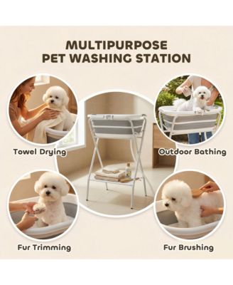 Dog Bath Tub Dog Washing Station Elevated Foldable