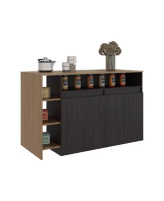Abril Kitchen Island with Storage Cabinet, Shelves and Appliance Space