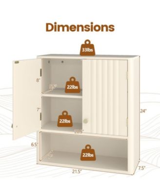 Fluted Bathroom Storage Wall Cabinet with Display Shelf