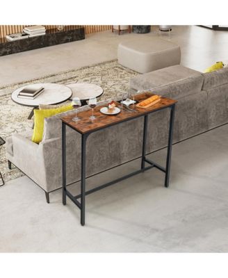 48'' Rectangular Bar Table Kitchen Dining Table w/ Steel Frame & Adjustable Feet