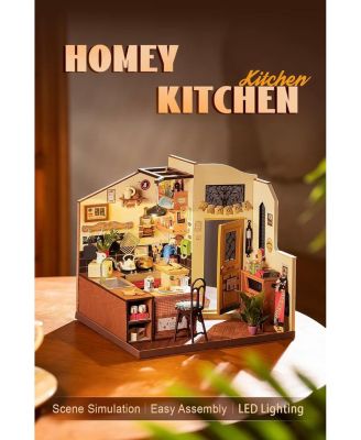 Miniature House Kit, DIY Miniature Dollhouse Kit for Adults,Model Kits for Adults to Build with LED, Birthday for Adult Homey Kitchen