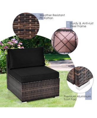 6PCS Rattan Outdoor Sectional Sofa Set Patio Furniture Set w/ Cushions