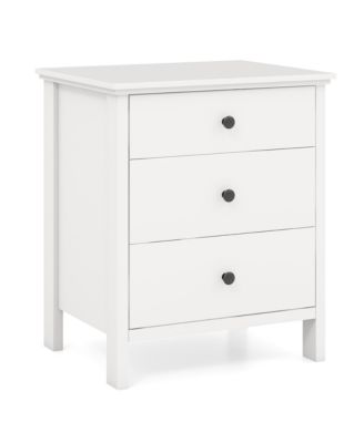 3-Drawer Nightstand Wooden Bedside Table Modern Side End Table Space-Saving