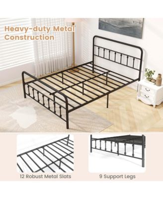 Queen Size Bed Frame with Headboard Under Bed Storage No Box Spring Needed