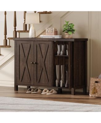 Shoe Cabinet with Doors Farmhouse 35 in Shoe Storage Cabinet 4-Tier Entryway Shoe Storage Large Shoe Organizer Cabinet