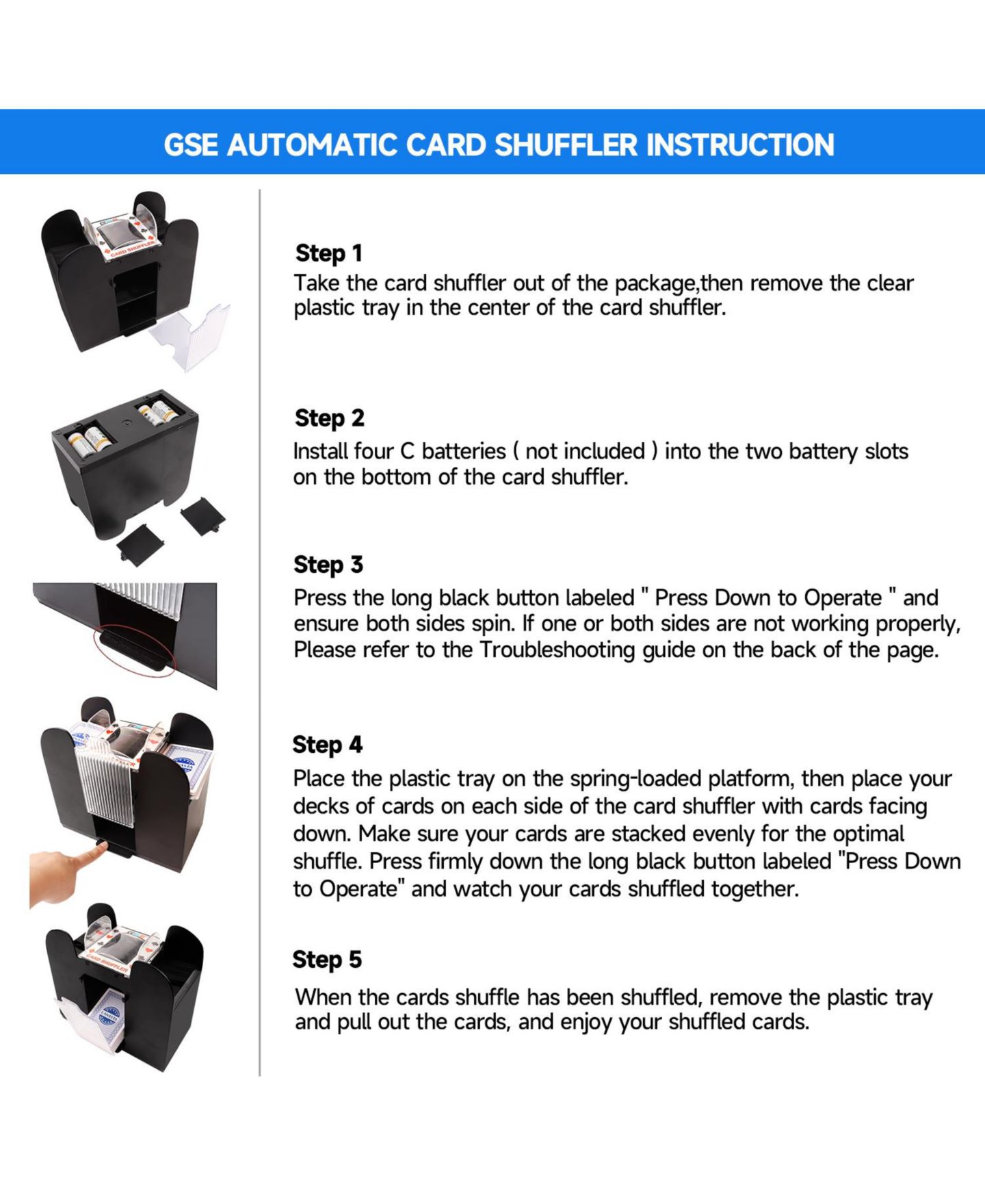 Детская игрушка GSE Games & Sports Expert Automatic Card Shuffler, 4-Deck, Ages 14+, цвет: Чёрный — фото 4