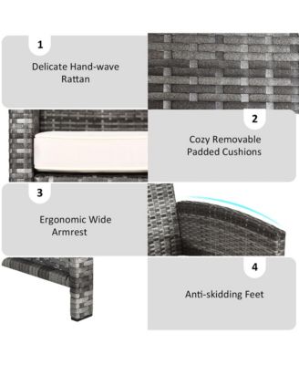 8PCS Patio Outdoor Rattan Furniture Set w/ Cushioned Chair Loveseat Table