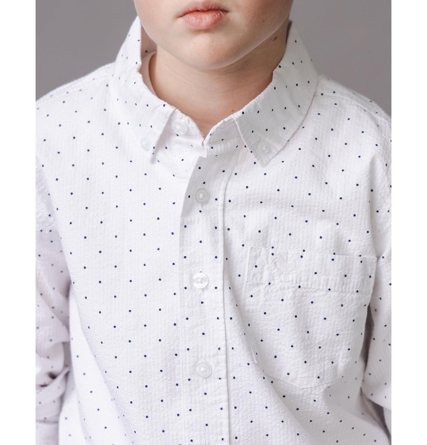 Рубашка Hope & Henry Organic Long Sleeve Seersucker Shirt для мальчиков, цвет: Delft Dot Seersucker — фото 5
