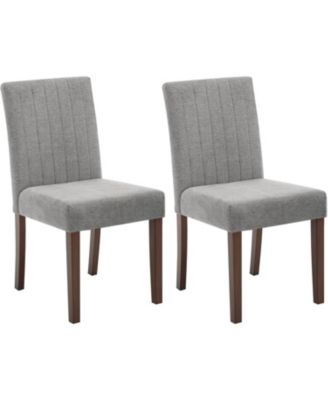 Upholstered Dining Chairs Set of 2, Modern Linen Parsons Chairs with Wood Legs