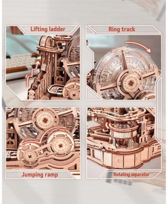3D Wooden Puzzle for Adult, Wooden Marble Run Set, Model Building Kits, DIY Gear Ball Challenge
