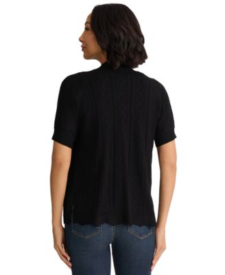 Petite Open Stitch Short-Sleeve Cardigan