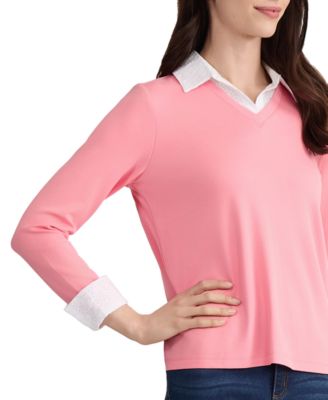 Petite Long-Sleeve Twofer Top